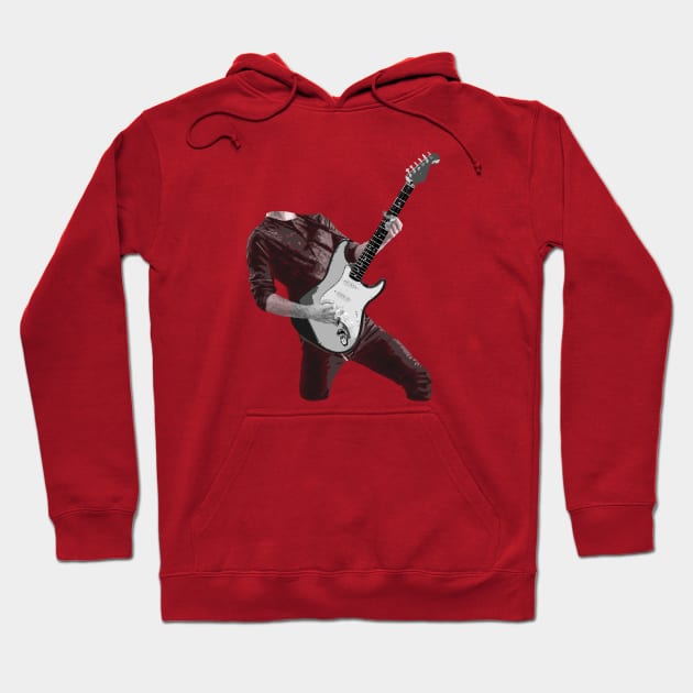 Rock n Roll Guitar Player, Black & White Hoodie by Lusy